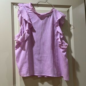 Karlie Purple Ruffled Sleeveless Blouse size Medium